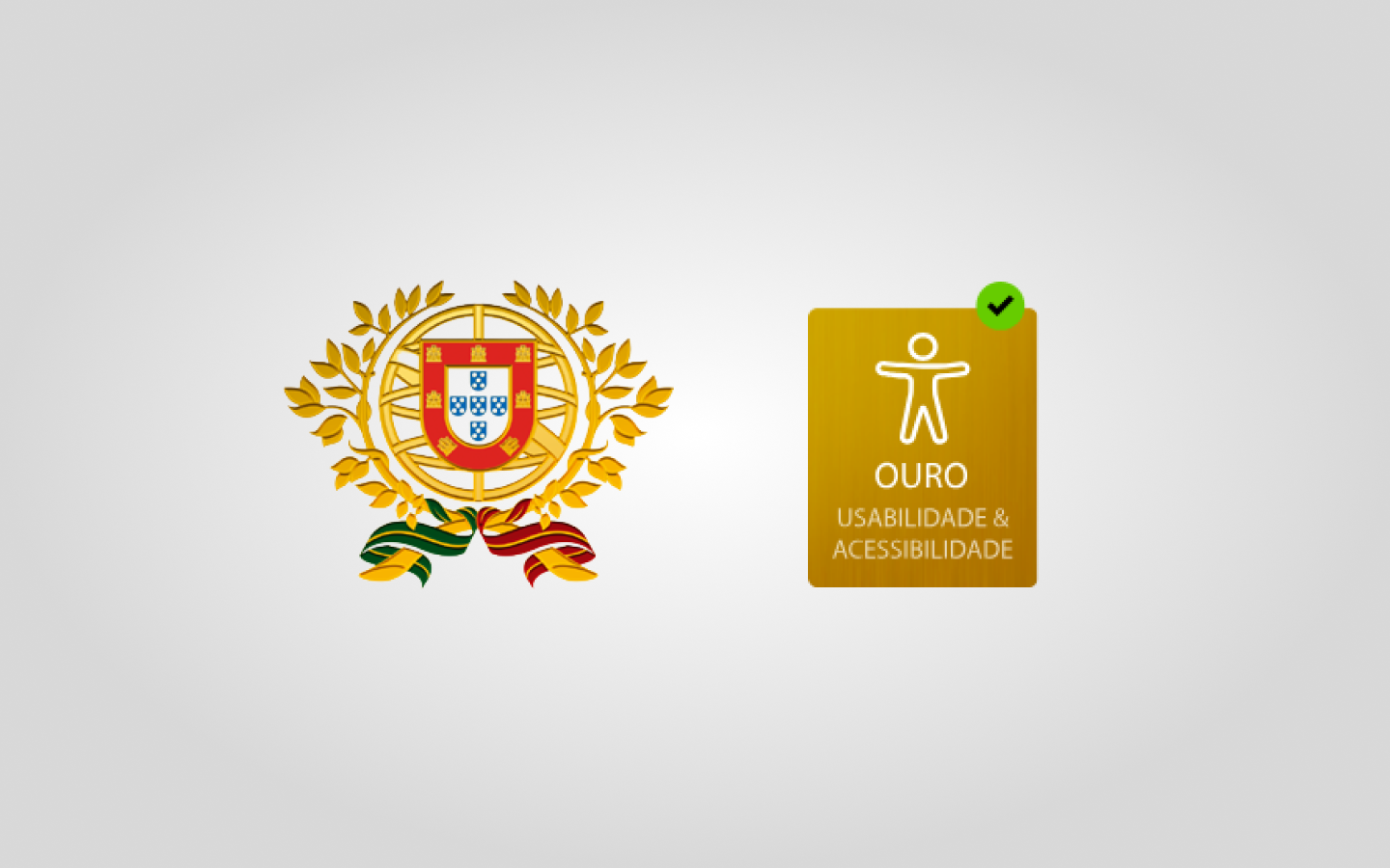 Imagem com logótipo da Presidência da República à esquerda, e Selo Ouro de Usabilidade e Acessibilidade à direita